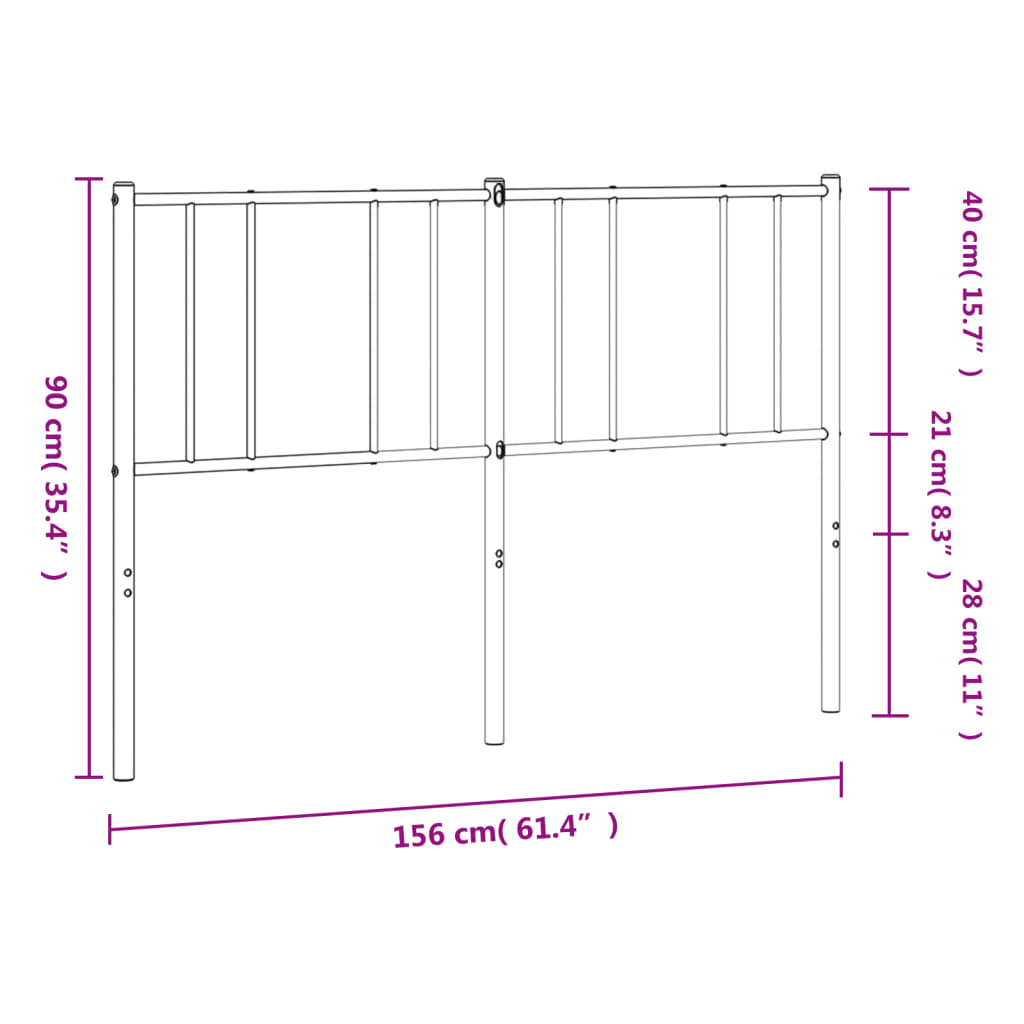 vidaXL Ersatz-Kopfteil Metall Weiß 150 cm