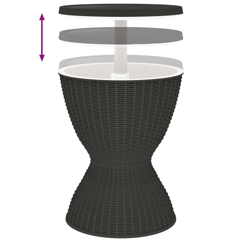 vidaXL 3-in-1 Tisch mit Eiskühler Schwarz Polypropylen