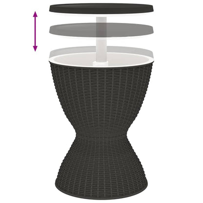 vidaXL 3-in-1 Tisch mit Eiskühler Schwarz Polypropylen