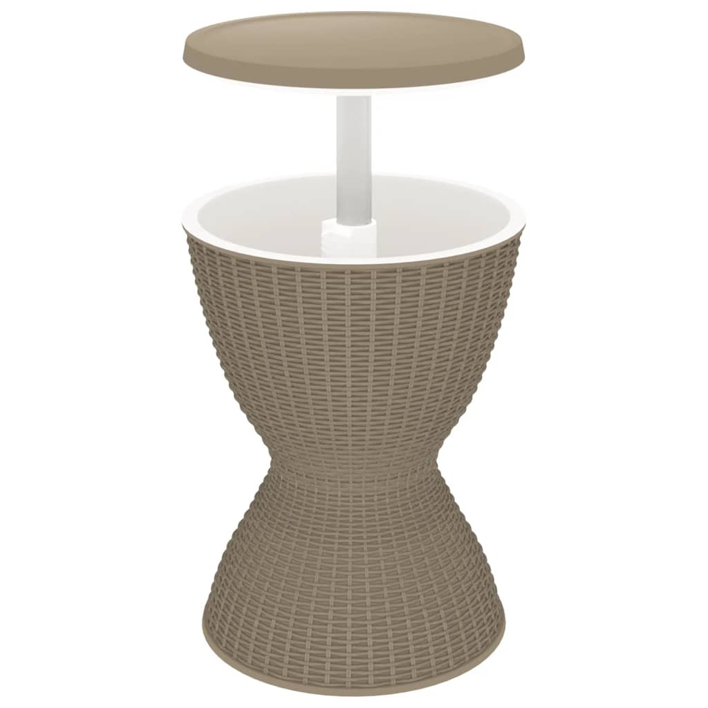 vidaXL 3-in-1 Tisch mit Eiskühler Hellbraun Polypropylen