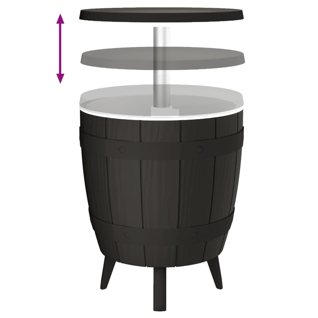 vidaXL Table 3-en-1 avec Seau à Glace Noir Polypropylène