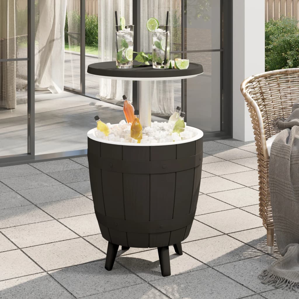 vidaXL Table 3-en-1 avec Seau à Glace Noir Polypropylène