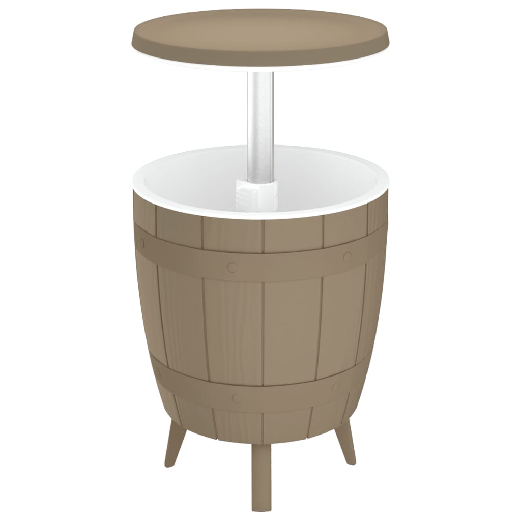 vidaXL Table 3 en 1 avec seau à glaçons marron clair en polypropylène