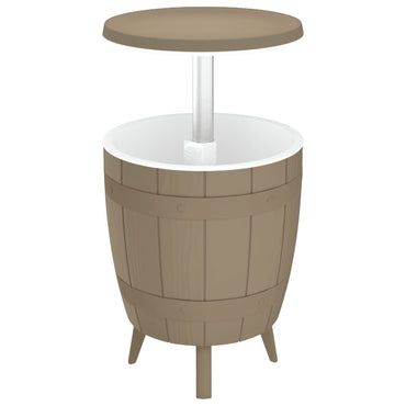 vidaXL Table 3 en 1 avec seau à glaçons marron clair en polypropylène
