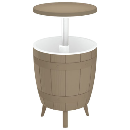 vidaXL Table 3 en 1 avec seau à glaçons marron clair en polypropylène