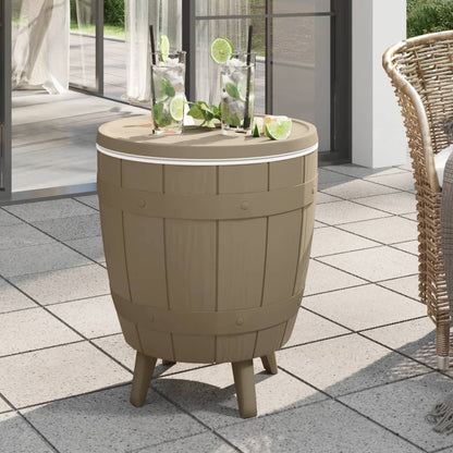 vidaXL Table 3 en 1 avec seau à glaçons marron clair en polypropylène