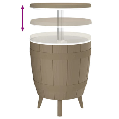 vidaXL Table 3 en 1 avec seau à glaçons marron clair en polypropylène