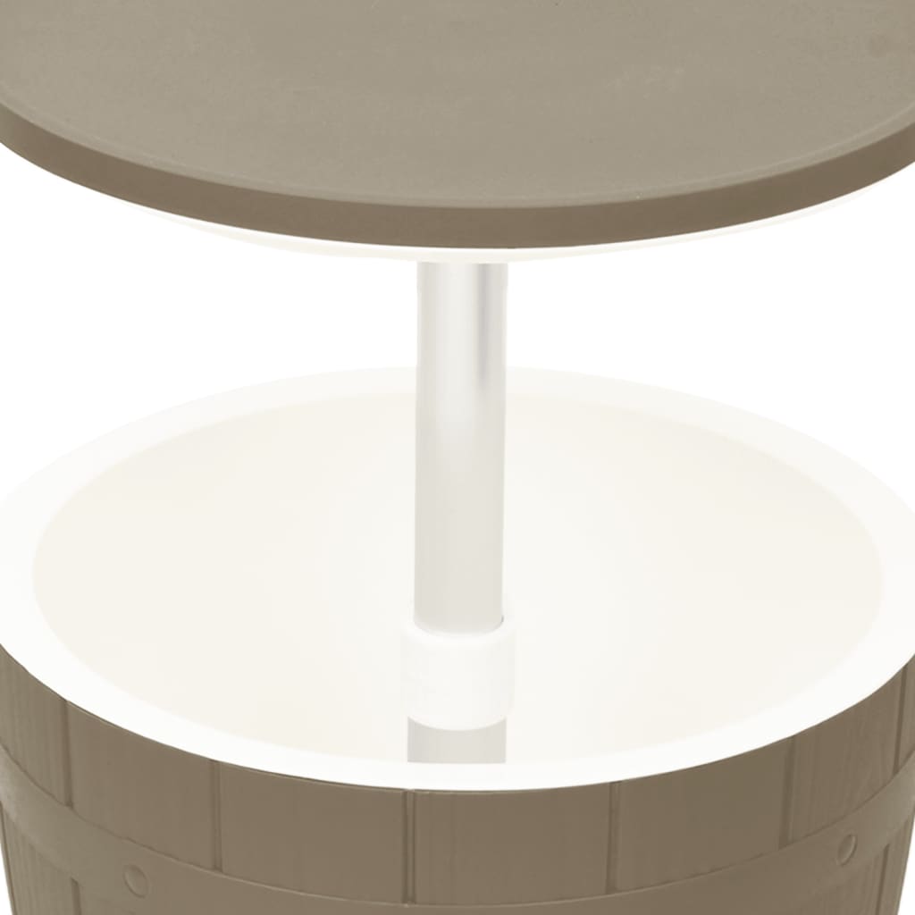 vidaXL Table 3 en 1 avec seau à glaçons marron clair en polypropylène