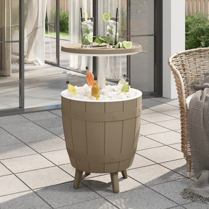 vidaXL Table 3 en 1 avec seau à glaçons marron clair en polypropylène