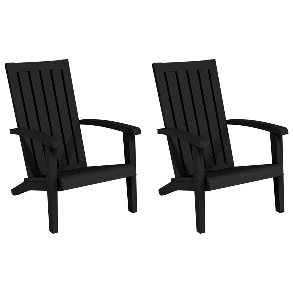 vidaXL Chaises de jardin Adirondack 2 pcs Noir Polypropylène