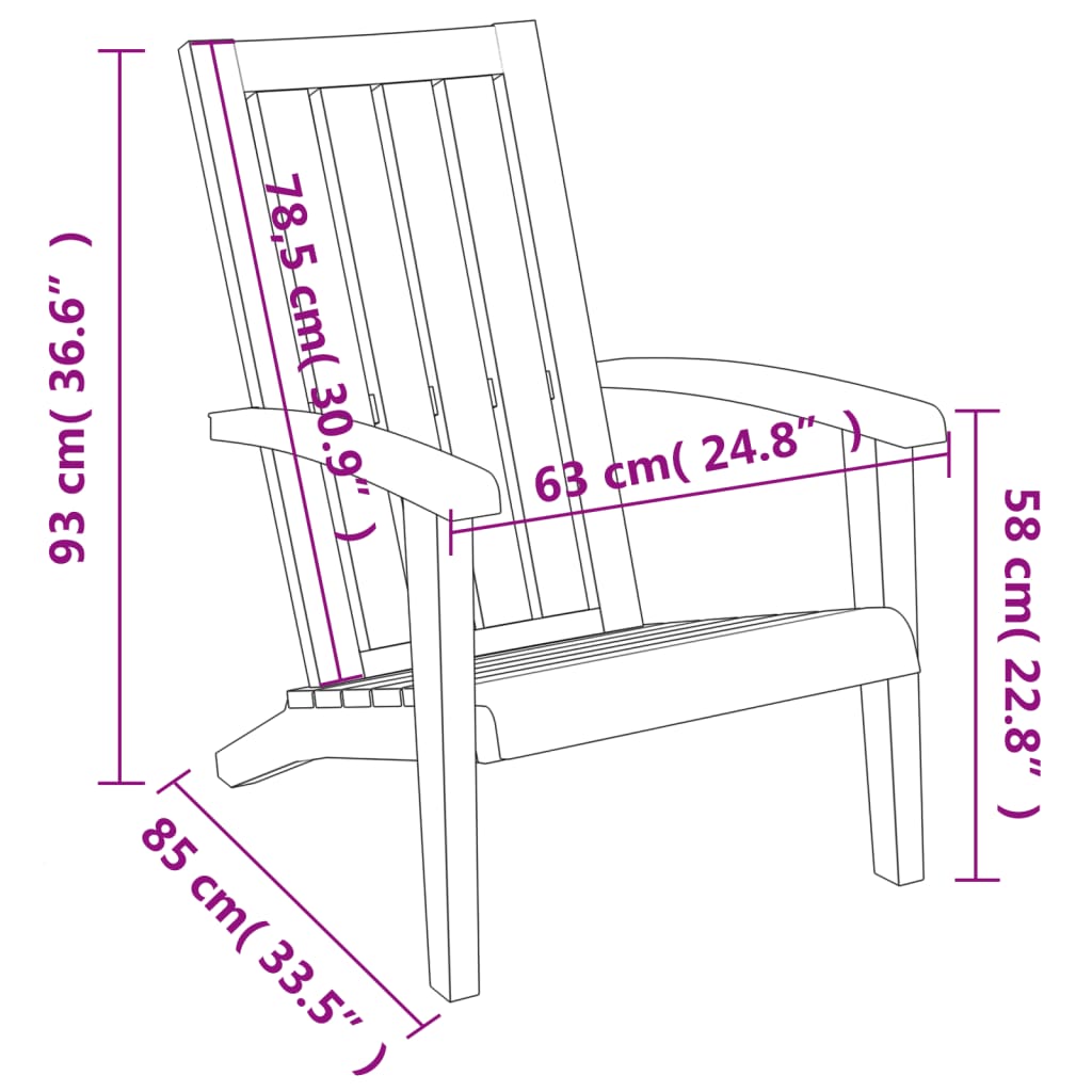 vidaXL Chaises de jardin Adirondack 2 pcs Noir Polypropylène