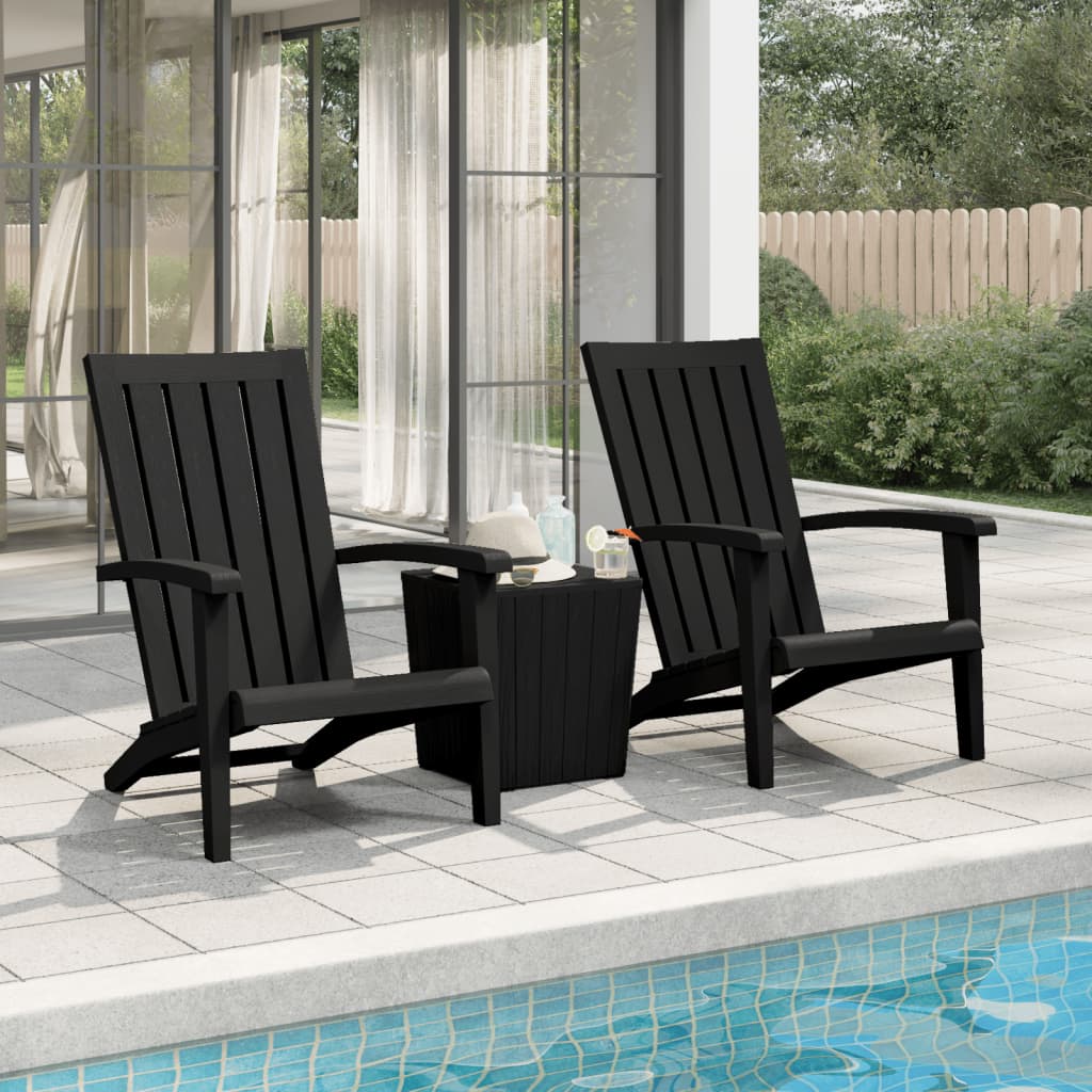 vidaXL Chaises de jardin Adirondack 2 pcs Noir Polypropylène