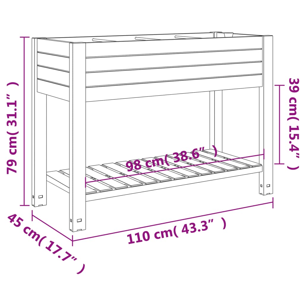 vidaXL Hochbeet Hellbraun 110x45x79 cm Polypropylen