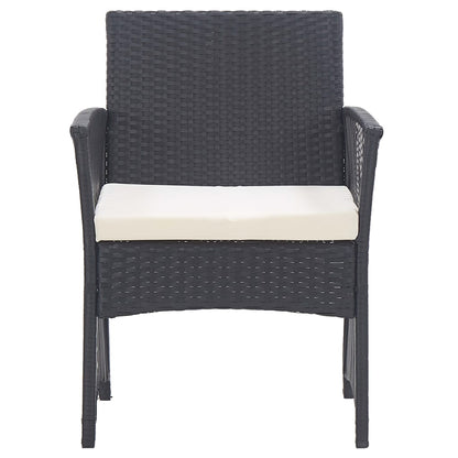 vidaXL Gartensessel mit Sitzkissen 2 Stk. Schwarz Poly Rattan