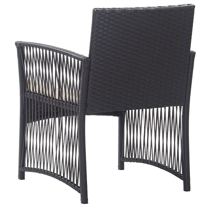 vidaXL Gartensessel mit Sitzkissen 2 Stk. Schwarz Poly Rattan