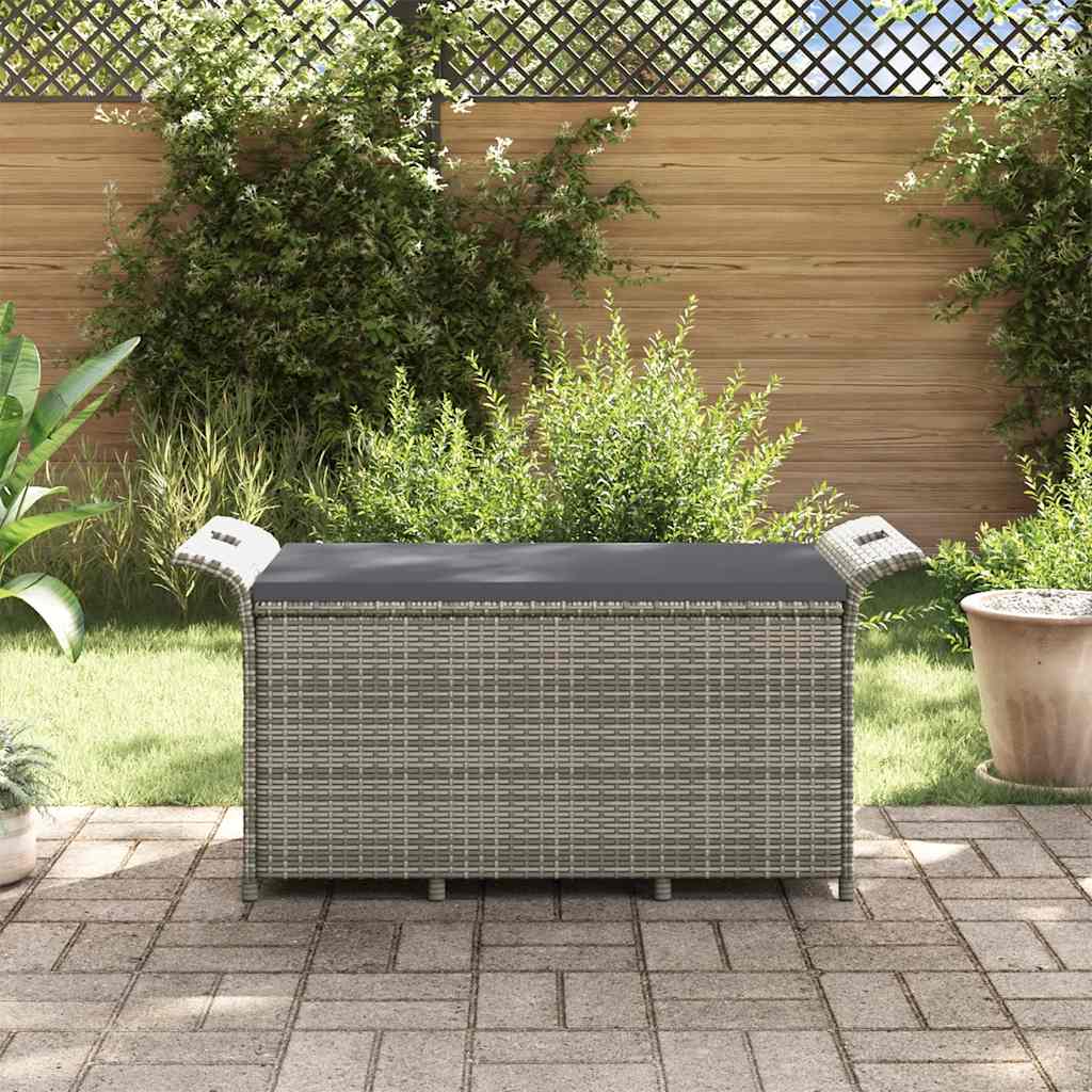 Gartenbank mit Kissen Grau 116x46x57 cm Poly Rattan