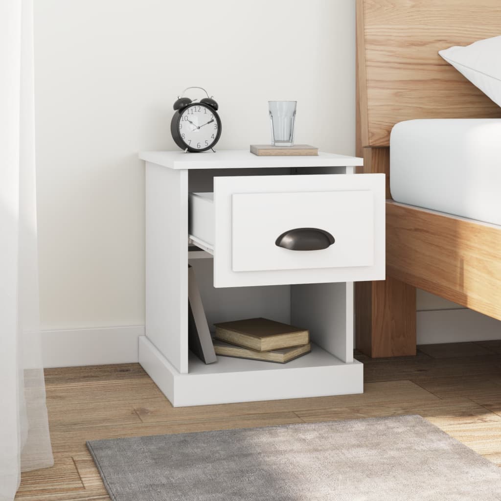 vidaXL Table de chevet Blanc 39x39x47,5 cm Bois d'ingénierie