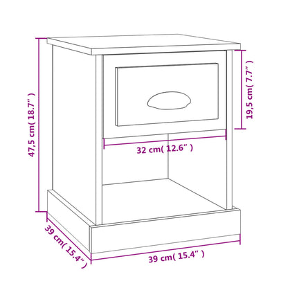 vidaXL Table de chevet Blanc 39x39x47,5 cm Bois d'ingénierie