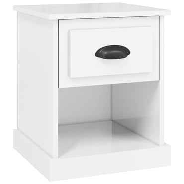 vidaXL Table de chevet blanc brillant 39x39x47,5 cm en bois d'ingénierie