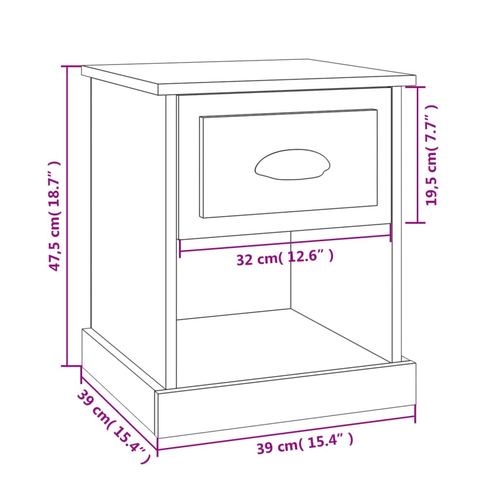 vidaXL Nachttisch Betongrau 39x39x47,5 cm Holzwerkstoff