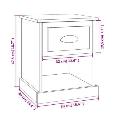 vidaXL Nachttisch Braun Eichen-Optik 39x39x47,5 cm Holzwerkstoff