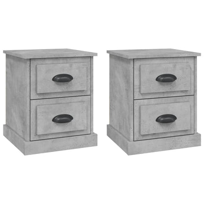vidaXL Nachttische 2 Stk. Betongrau 39x39x47,5 cm Holzwerkstoff