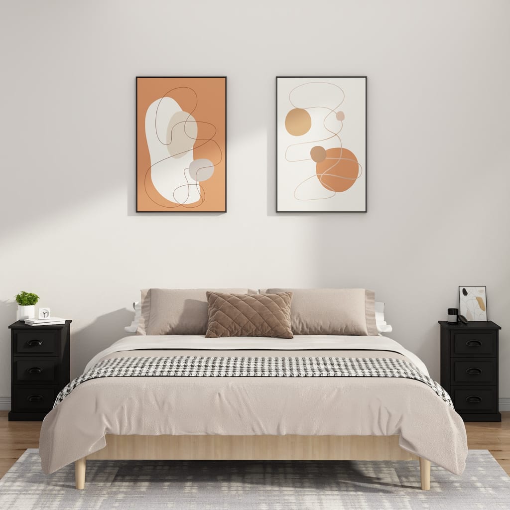 vidaXL Table de chevet Noir 39x39x67 cm Bois d'ingénierie