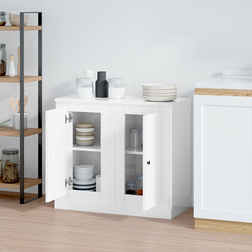 vidaXL Buffets 2 pcs. Blanc brillant 37,5x35,5x67,5cm Bois d'ingénierie