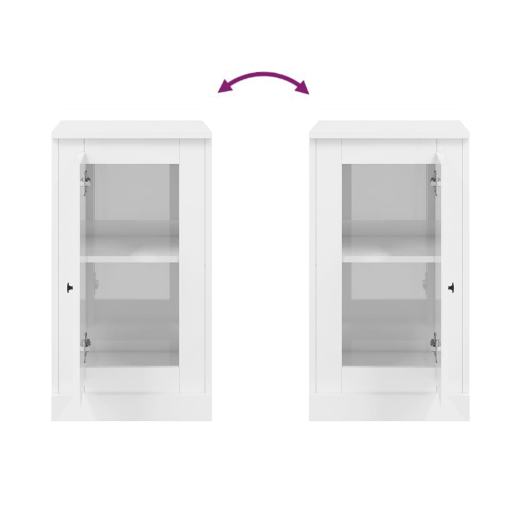 vidaXL Buffets 2 pcs. Blanc brillant 37,5x35,5x67,5cm Bois d'ingénierie