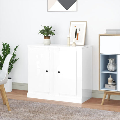 vidaXL Buffets 2 pcs. Blanc brillant 37,5x35,5x67,5cm Bois d'ingénierie