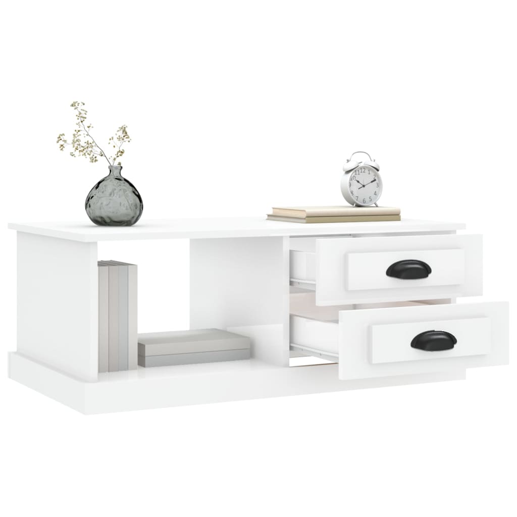 vidaXL Couchtisch Hochglanz-Weiß 90x50x35 cm Holzwerkstoff