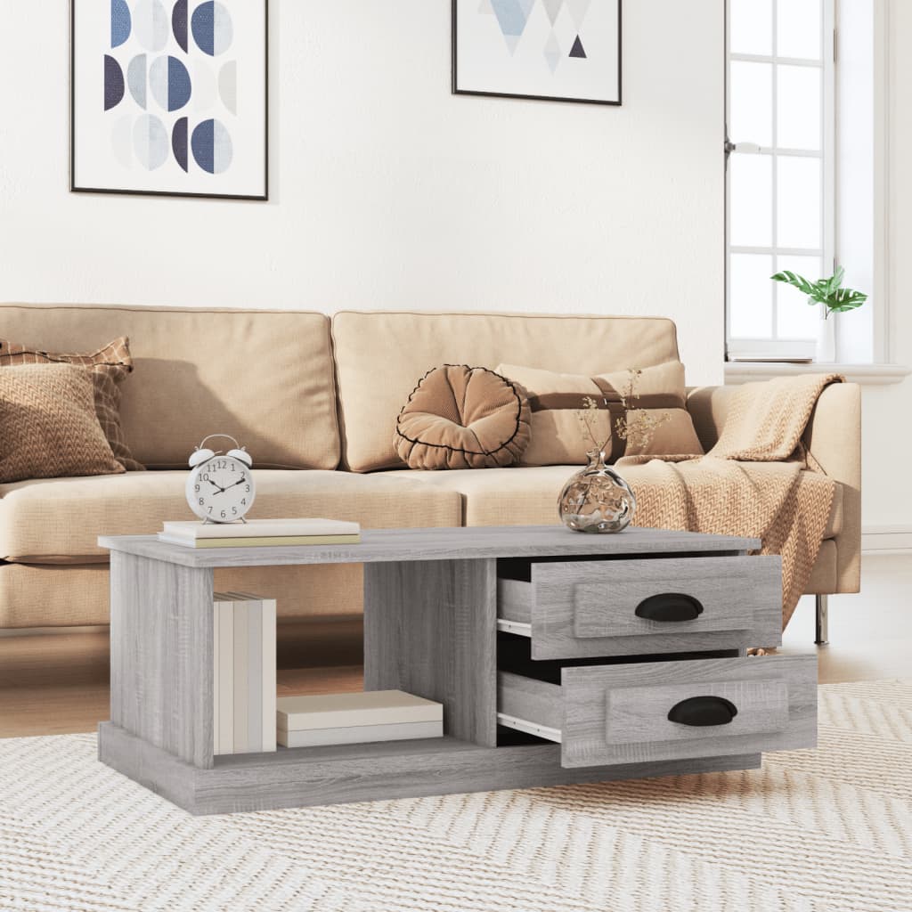 vidaXL Couchtisch Grau Sonoma 90x50x35 cm Holzwerkstoff