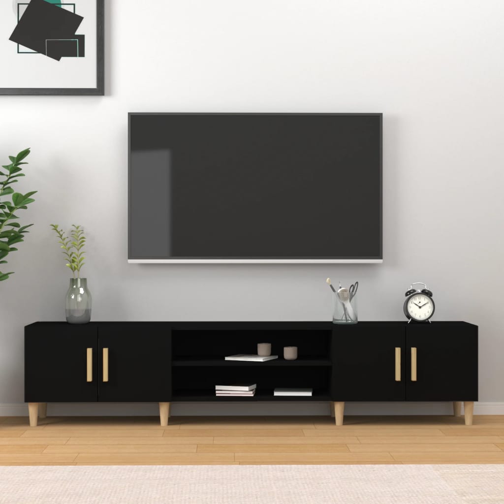 vidaXL Meuble TV Noir 180x31,5x40 cm Bois d'ingénierie