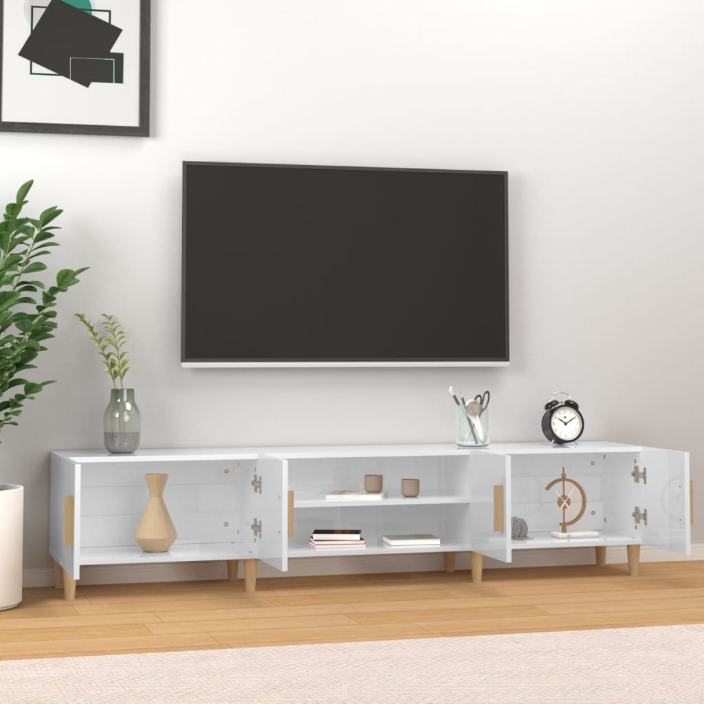 vidaXL TV-Schrank Hochglanz-Weiß 180x31,5x40 cm Holzwerkstoff