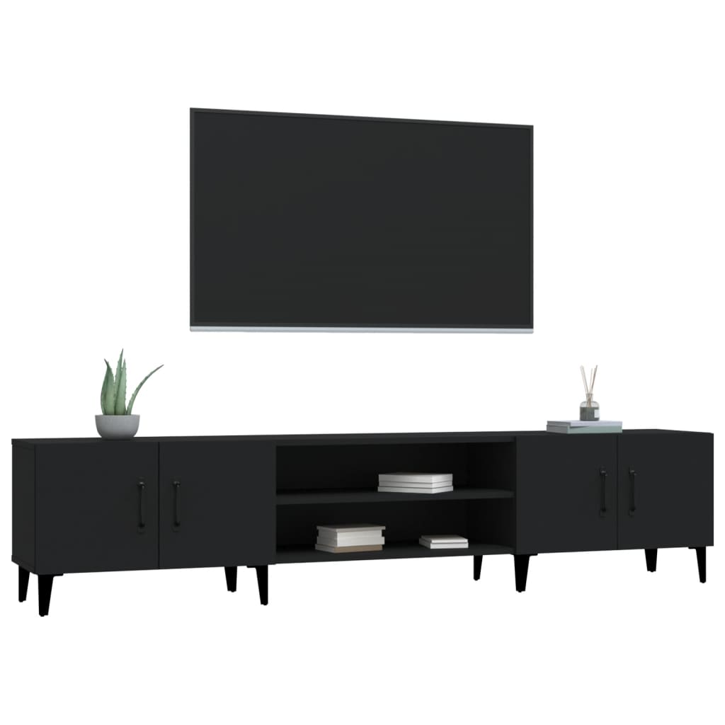 vidaXL Meuble TV Noir 180x31,5x40 cm Bois d'ingénierie
