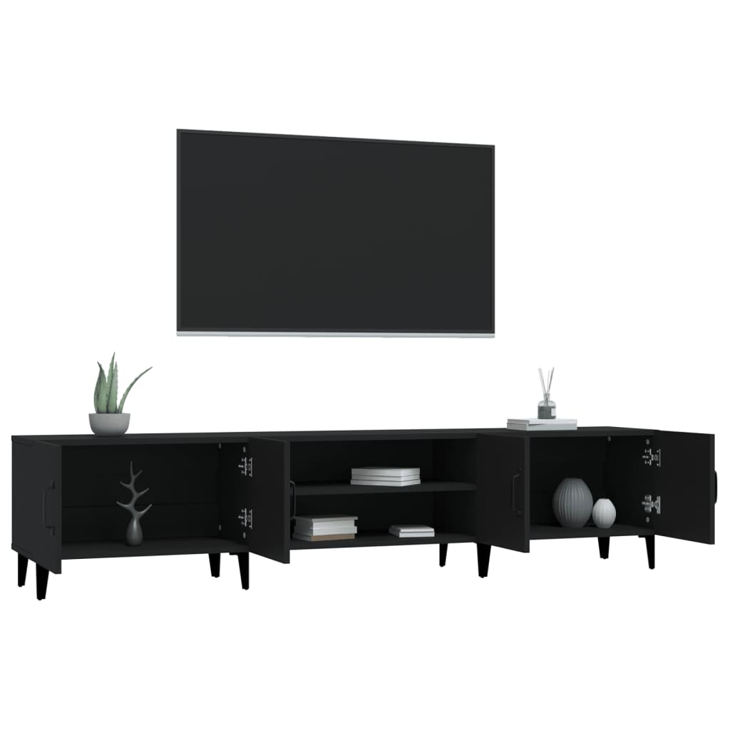 vidaXL Meuble TV Noir 180x31,5x40 cm Bois d'ingénierie