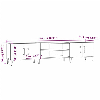 vidaXL Meuble TV Noir 180x31,5x40 cm Bois d'ingénierie