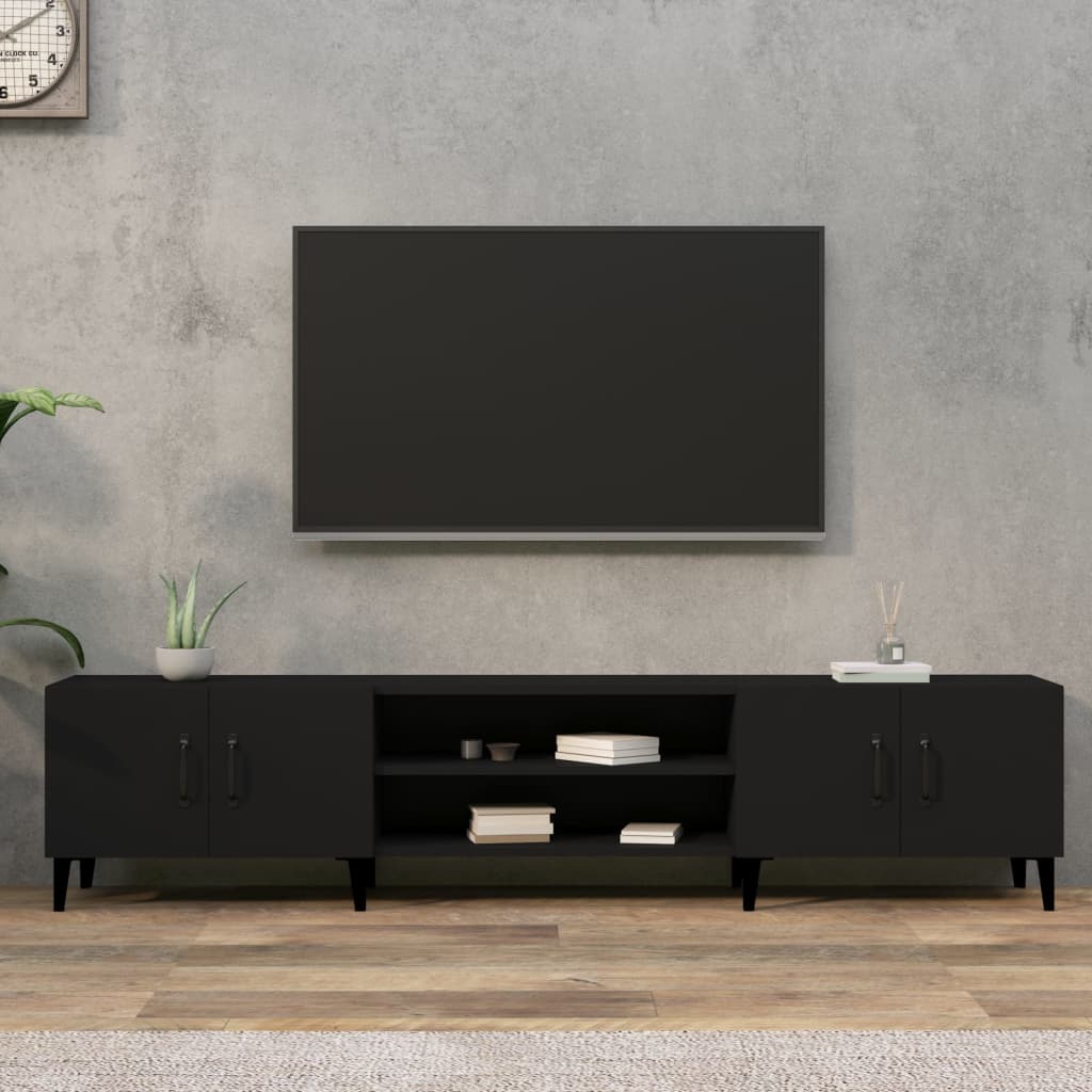 vidaXL Meuble TV Noir 180x31,5x40 cm Bois d'ingénierie