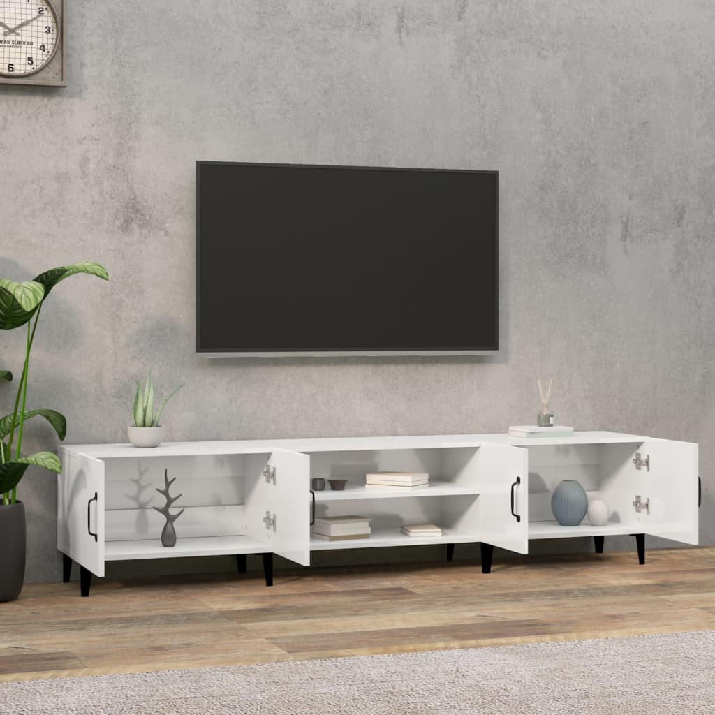 vidaXL TV-Schrank Hochglanz-Weiß 180x31,5x40 cm Holzwerkstoff