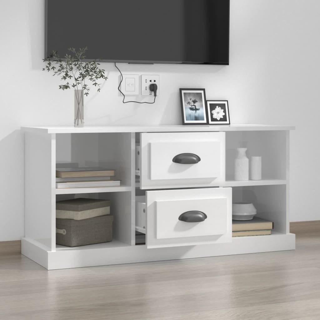 vidaXL TV-Schrank Hochglanz-Weiß 99,5x35,5x48 cm Holzwerkstoff