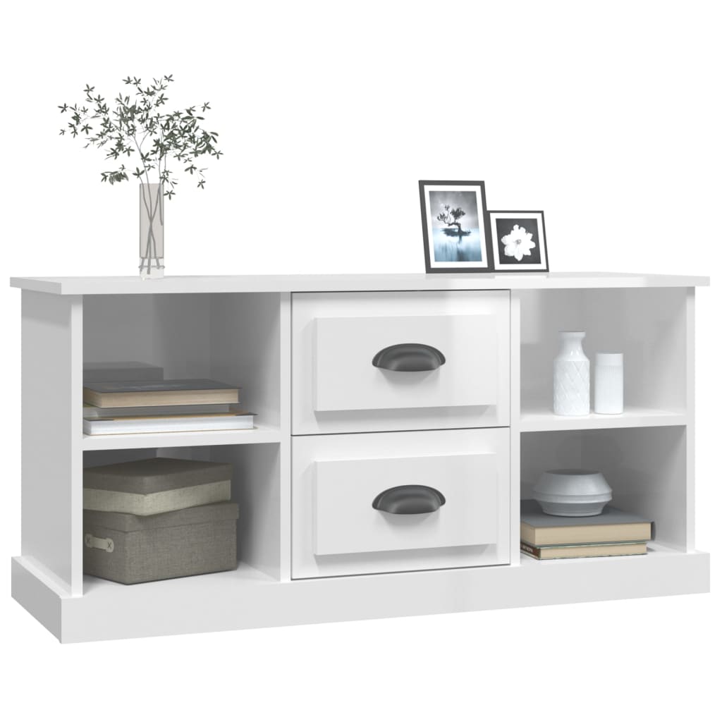 vidaXL TV-Schrank Hochglanz-Weiß 99,5x35,5x48 cm Holzwerkstoff