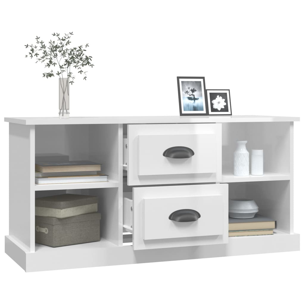 vidaXL TV-Schrank Hochglanz-Weiß 99,5x35,5x48 cm Holzwerkstoff