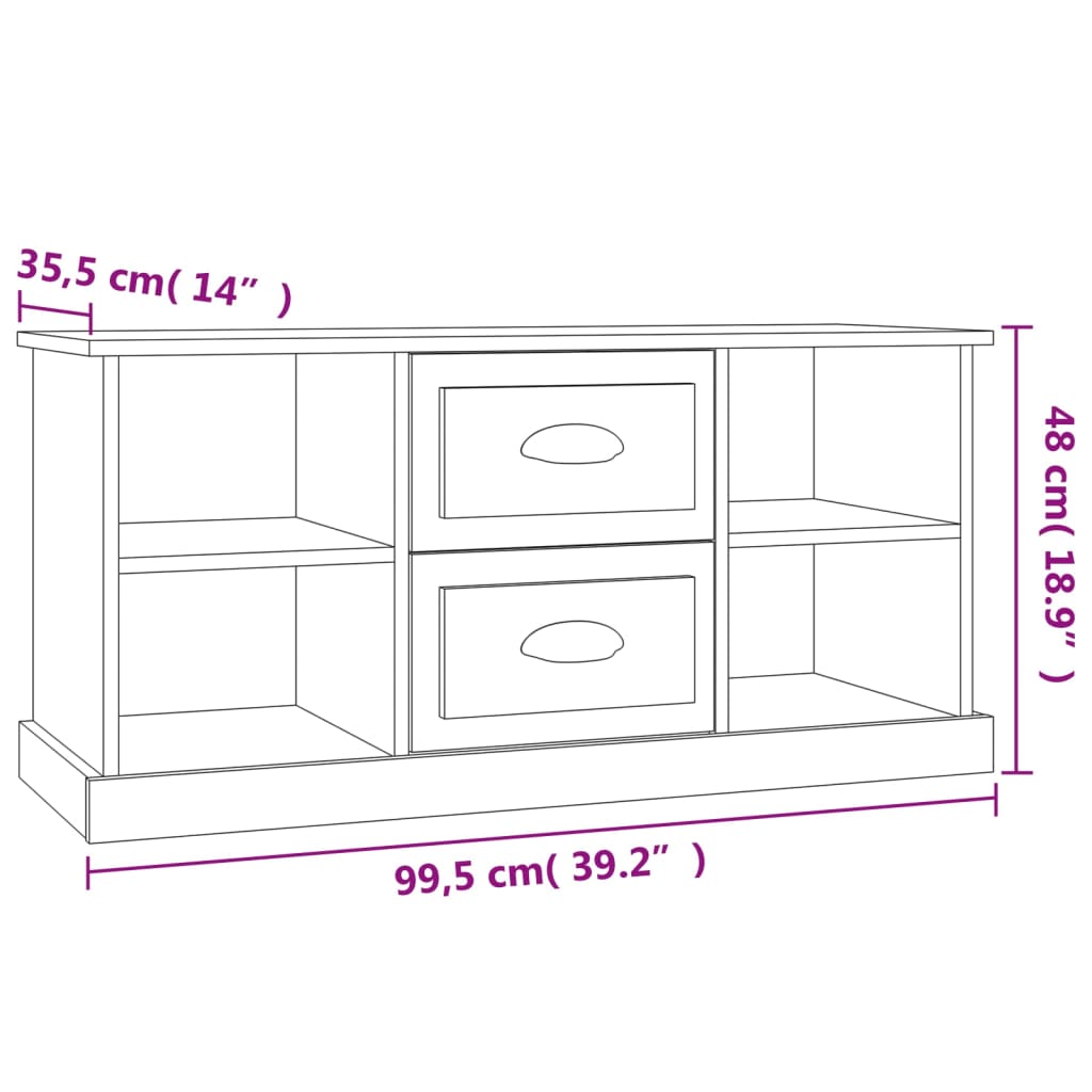 vidaXL TV-Schrank Hochglanz-Weiß 99,5x35,5x48 cm Holzwerkstoff