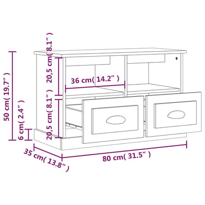 vidaXL Meuble TV Noir 80x35x50 cm Bois d'ingénierie