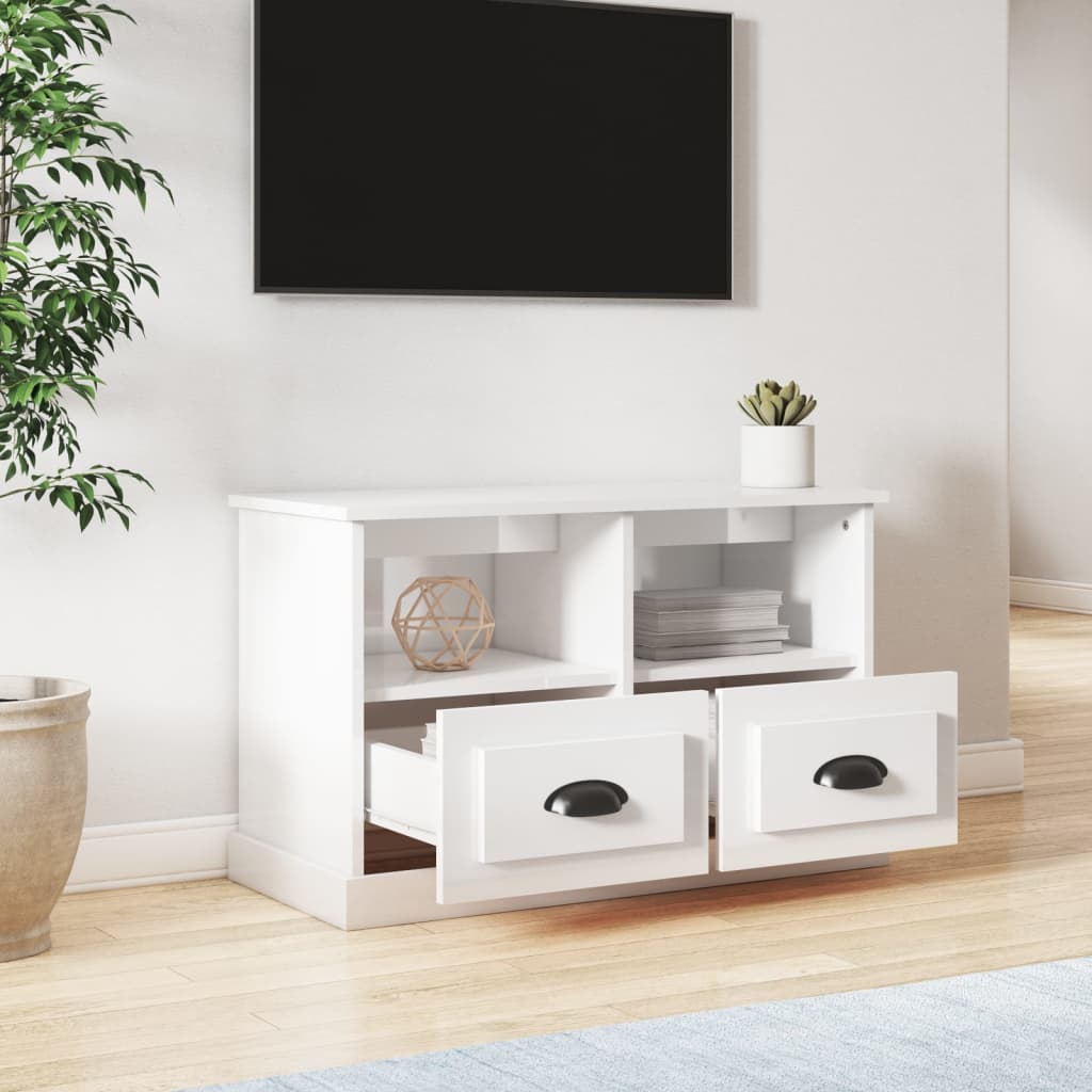 vidaXL TV-Schrank Hochglanz-Weiß 80x35x50 cm Holzwerkstoff