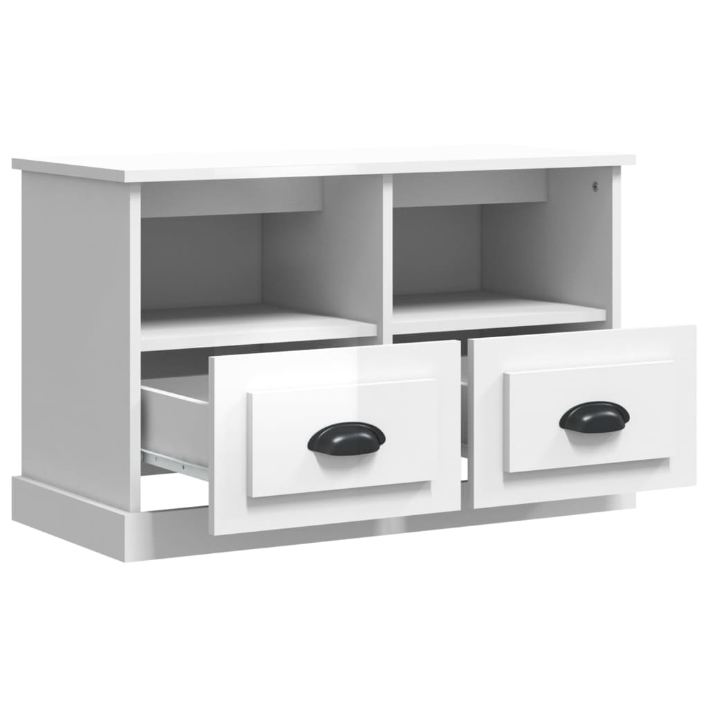vidaXL TV-Schrank Hochglanz-Weiß 80x35x50 cm Holzwerkstoff