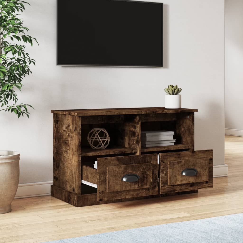 Meuble TV vidaXL chêne fumé 80x35x50 cm, bois d'ingénierie