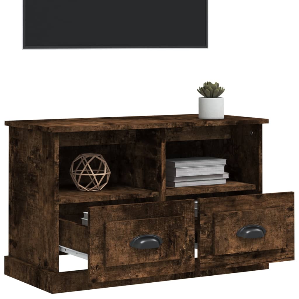 Meuble TV vidaXL chêne fumé 80x35x50 cm, bois d'ingénierie
