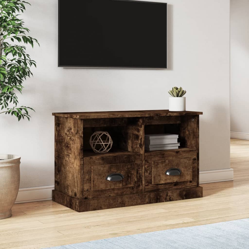 Meuble TV vidaXL chêne fumé 80x35x50 cm, bois d'ingénierie