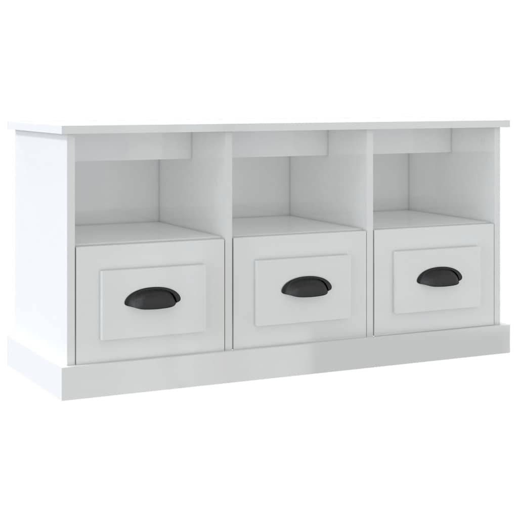 vidaXL TV-Schrank Hochglanz-Weiß 100x35x50 cm Holzwerkstoff